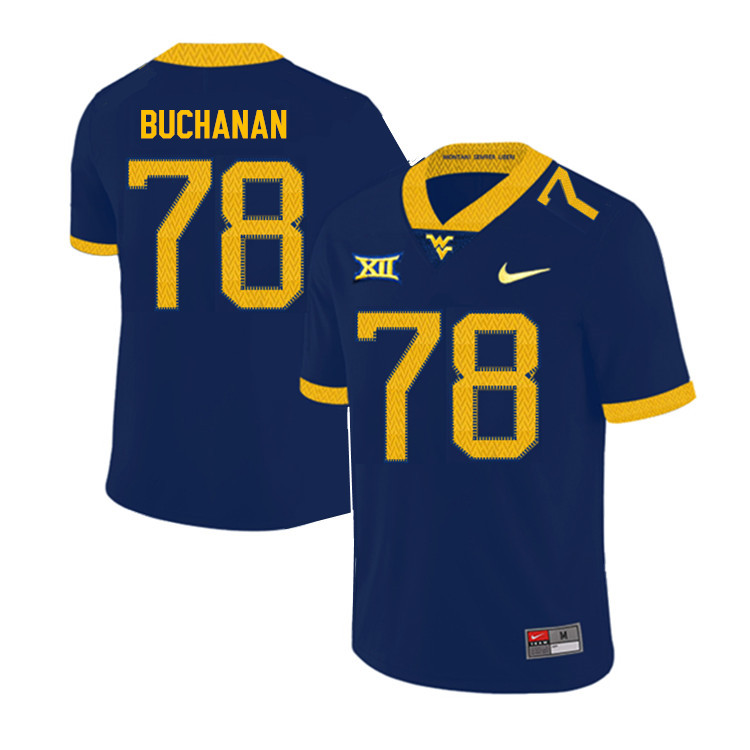 NCAA Men's Daniel Buchanan West Virginia Mountaineers Navy #78 Nike Stitched Football College 2019 Authentic Jersey CJ23U64OM